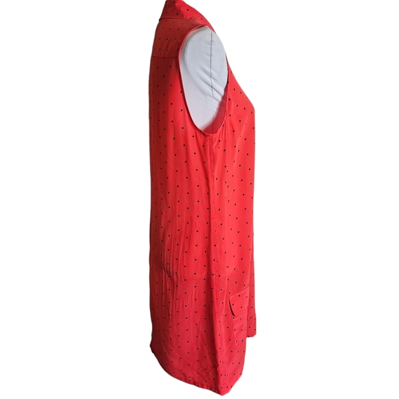 Equipment Femme Lucida Hibiscus Red 100% Silk Shirt Dress Size Medium Star Print - Picture 5 of 16